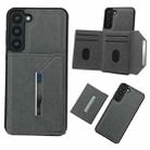 For Samsung Galaxy S22 5G Solid Color Metal Buckle Card Slots Bag Phone Case(Grey) - 1