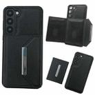 For Samsung Galaxy S22 5G Solid Color Metal Buckle Card Slots Bag Phone Case(Black) - 1