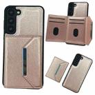 For Samsung Galaxy S22 5G Solid Color Metal Buckle Card Slots Bag Phone Case(Rose Gold) - 1