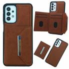 For Samsung Galaxy S20 FE Solid Color Metal Buckle Card Slots Bag Phone Case(Brown) - 1