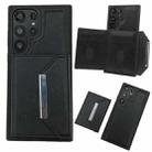 For Samsung Galaxy S22 Ultra 5G Solid Color Metal Buckle Card Slots Bag Phone Case(Black) - 1