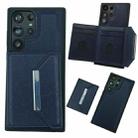 For Samsung Galaxy S21 Ultra 5G Solid Color Metal Buckle Card Slots Bag Phone Case(Blue) - 1
