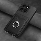 For Honor X6a Global R20 Ring Card Holder Phone Case(Black) - 2