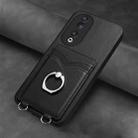 For Honor 90 R20 Ring Card Holder Phone Case(Black) - 2