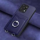 For Honor X7a / Play7T R20 Ring Card Holder Phone Case(Blue) - 2
