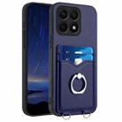 For Honor X8a R20 Ring Card Holder Phone Case(Blue) - 1