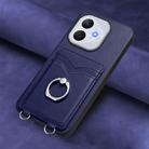 For Honor 400 Lite / X70i R20 Ring Card Holder Phone Case(Blue) - 2