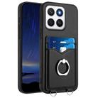 For Honor X8c 4G R20 Ring Card Holder Phone Case(Black) - 1