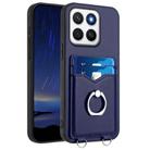 For Honor X8c 4G R20 Ring Card Holder Phone Case(Blue) - 1