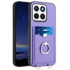 For Honor X8c 4G R20 Ring Card Holder Phone Case(Purple) - 1