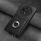 For OPPO A3 Pro 5G R20 Ring Card Holder Phone Case(Black) - 2