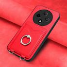 For OPPO A3 Pro 5G R20 Ring Card Holder Phone Case(Red) - 2