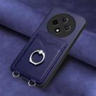For OPPO A3 Pro 5G R20 Ring Card Holder Phone Case(Blue) - 2