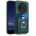 For OPPO A3 Pro 5G R20 Ring Card Holder Phone Case(Green) - 1