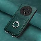 For OPPO A3 Pro 5G R20 Ring Card Holder Phone Case(Green) - 2