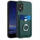 For OPPO A17 Global R20 Ring Card Holder Phone Case(Green) - 1