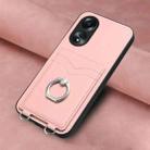 For OPPO A58 / A58x / A1x R20 Ring Card Holder Phone Case(Pink) - 2