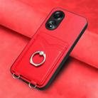 For OPPO A58 / A58x / A1x R20 Ring Card Holder Phone Case(Red) - 2