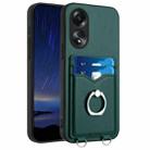 For OPPO A58 / A58x / A1x R20 Ring Card Holder Phone Case(Green) - 1