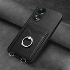 For OPPO A58 4G Global R20 Ring Card Holder Phone Case(Black) - 2