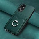 For OPPO A58 4G Global R20 Ring Card Holder Phone Case(Green) - 2