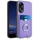 For OPPO A58 4G Global R20 Ring Card Holder Phone Case(Purple) - 1