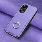 For OPPO A58 4G Global R20 Ring Card Holder Phone Case(Purple) - 2