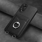 For OPPO A78 4G Global R20 Ring Card Holder Phone Case(Black) - 2