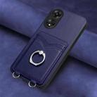 For OPPO A78 4G Global R20 Ring Card Holder Phone Case(Blue) - 2