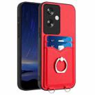 For OPPO A79 5G Global R20 Ring Card Holder Phone Case(Red) - 1