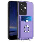 For OPPO A79 5G Global R20 Ring Card Holder Phone Case(Purple) - 1