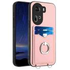 For OPPO Reno11 Global R20 Ring Card Holder Phone Case(Pink) - 1