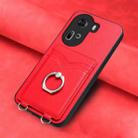 For OPPO Reno11 Global R20 Ring Card Holder Phone Case(Red) - 2