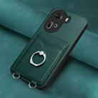 For OPPO Reno11 Global R20 Ring Card Holder Phone Case(Green) - 2