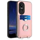 For OPPO Reno10 R20 Ring Card Holder Phone Case(Pink) - 1