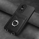 For OPPO Reno10 R20 Ring Card Holder Phone Case(Black) - 2