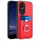 For OPPO Reno10 R20 Ring Card Holder Phone Case(Red) - 1