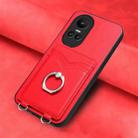 For OPPO Reno10 R20 Ring Card Holder Phone Case(Red) - 2