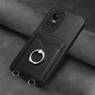 For OPPO Reno10 Pro 5G Global R20 Ring Card Holder Phone Case(Black) - 2