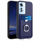For OPPO Reno11 F Thai Version R20 Ring Card Holder Phone Case(Blue) - 1