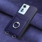 For OPPO Reno11 F Thai Version R20 Ring Card Holder Phone Case(Blue) - 2