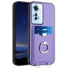 For OPPO Reno11 F Thai Version R20 Ring Card Holder Phone Case(Purple) - 1