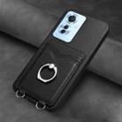 For OPPO F25 Pro 5G India R20 Ring Card Holder Phone Case(Black) - 2