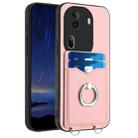 For OPPO Reno11 Pro Global R20 Ring Card Holder Phone Case(Pink) - 1