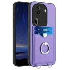 For OPPO Reno11 Pro Global R20 Ring Card Holder Phone Case(Purple) - 1