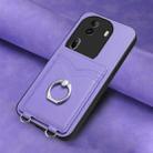 For OPPO Reno11 Pro Global R20 Ring Card Holder Phone Case(Purple) - 2