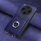 For OPPO Find X8 Ultra R20 Ring Card Holder Phone Case(Blue) - 2