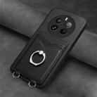 For Realme 12 Pro / 12 Pro+ R20 Ring Card Holder Phone Case(Black) - 2