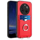For Realme 12 Pro / 12 Pro+ R20 Ring Card Holder Phone Case(Red) - 1