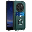 For Realme 12+ 5G India / P1 5G India R20 Ring Card Holder Phone Case(Green) - 1